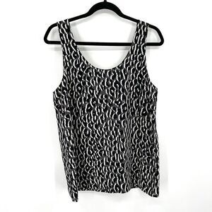 EQUIPMENT Femme Black White Gray 100% Silk Animal Print Tank Top Blouse Medium